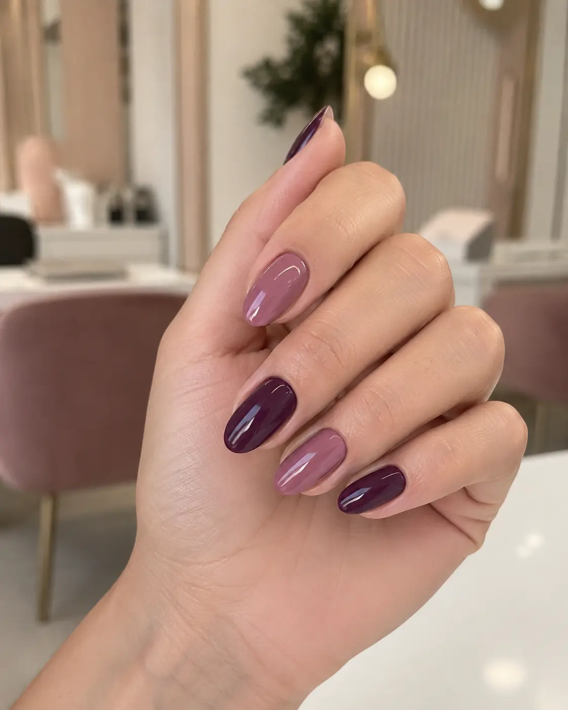 نمونه ژل ناخن حرفه‌ای با رنگ آلویی
