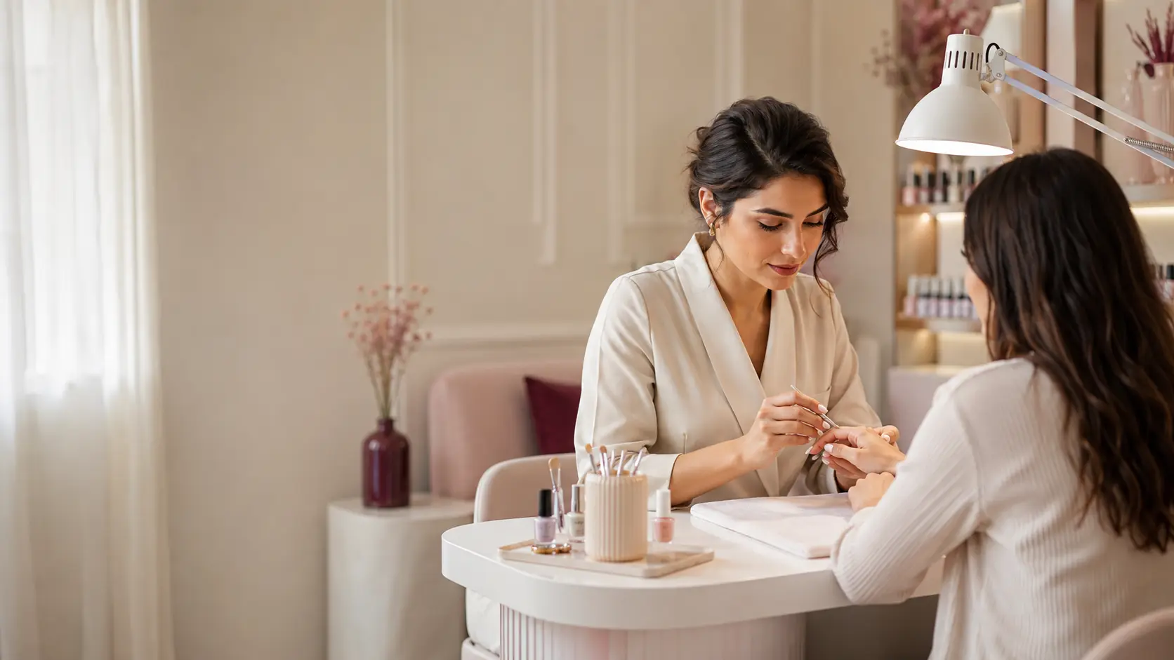 نازنین مهرآرا ناخن‌کار حرفه‌ای در حال ارائه خدمات مانیکور